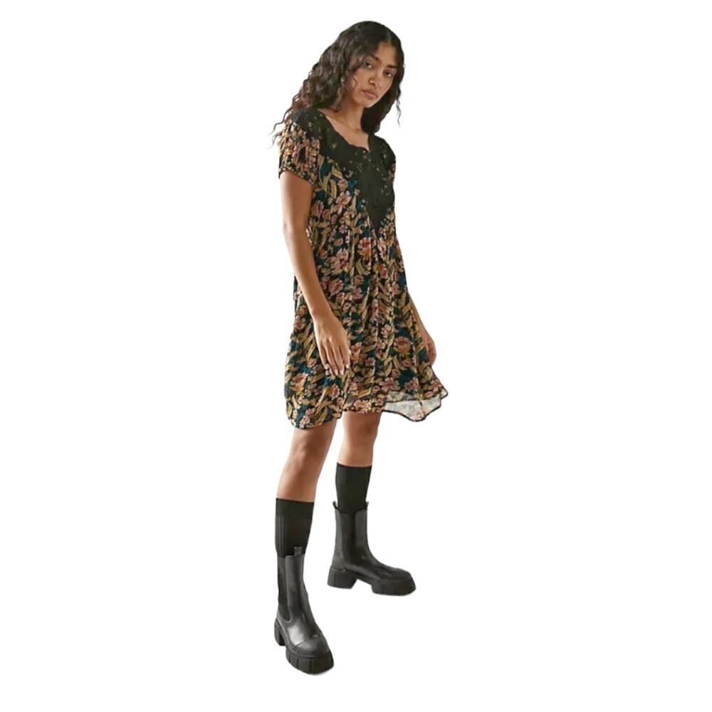 Free‎ People Lace Dress Margot Black Moody Spring Floral NWT Keyhole